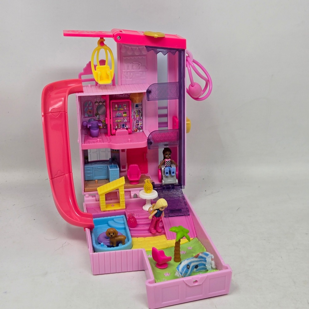 Barbie Mini Playset Multi-Level Dollhouse with Slide Dolls and Accessories